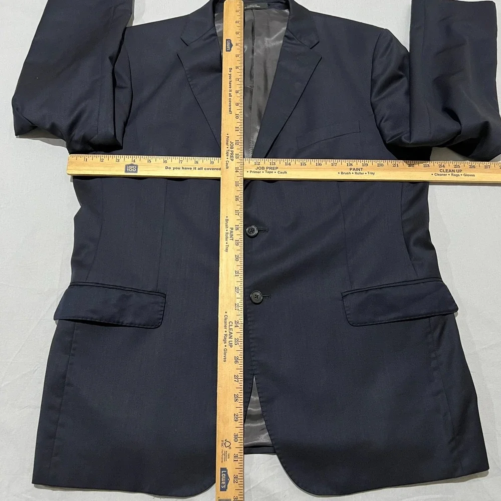 Ermenegildo Zegna Mens Navy Blue Modern Single Breasted Sport Coat Blazer 46R